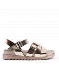 Mixed material wedge sandal