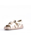 Mixed material wedge sandal