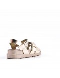 Mixed material wedge sandal