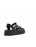 Mixed material wedge sandal