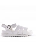 Mixed material wedge sandal