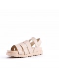 Mixed material wedge sandal