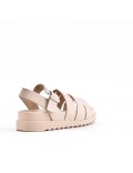 Mixed material wedge sandal