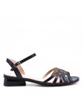 Low-heel sandal in mixed materials for women