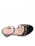 Low-heel sandal in mixed materials for women