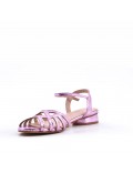 Low-heel sandal in mixed materials for women