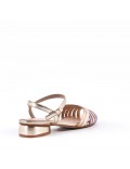 Low-heel sandal in mixed materials for women