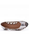 Low-heel sandal in mixed materials for women