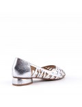 Low-heel sandal in mixed materials for women