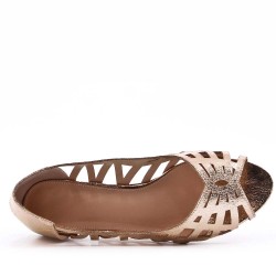 Low-heel sandal in mixed materials for women