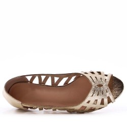 Low-heel sandal in mixed materials for women