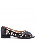 Low-heel sandal in mixed materials for women