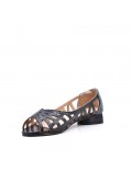 Low-heel sandal in mixed materials for women