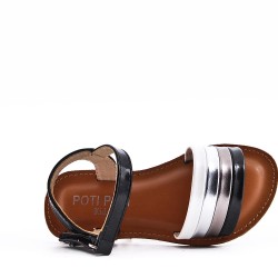 Girl's faux leather sandal