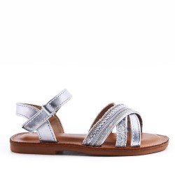 Girl's faux leather sandal