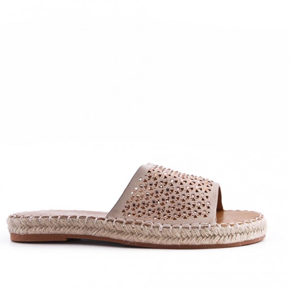 Flat sandals in a material mix for women