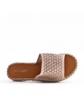 Flat sandals in a material mix for women