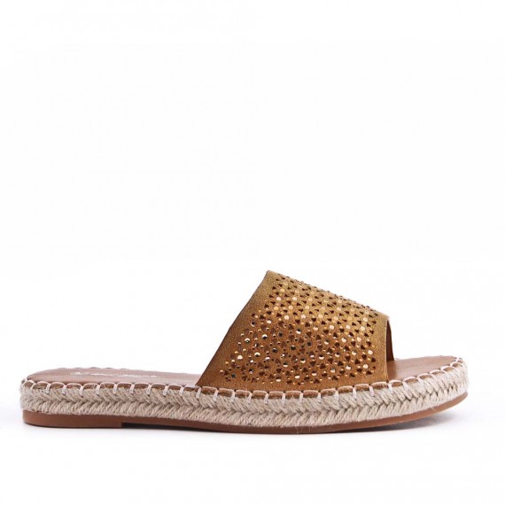 Flat sandals in a material mix for women