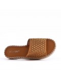 Flat sandals in a material mix for women