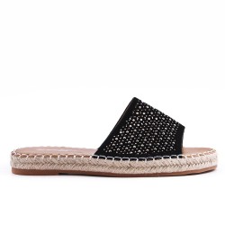 Flat sandals in a material mix for women