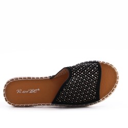 Flat sandals in a material mix for women