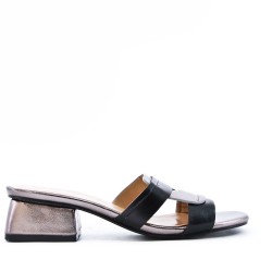 Large Size 38-42 - Heeled faux leather sandal