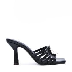 Faux leather heeled sandal