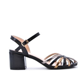 Faux leather heeled sandal