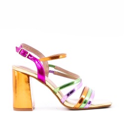 Faux leather heeled sandal