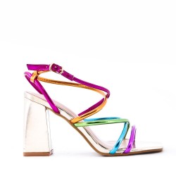 Faux leather heeled sandal