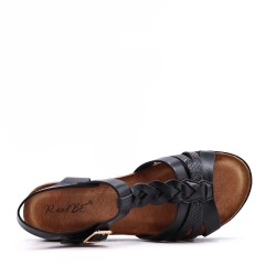 Sandale plateforme en simili cuir