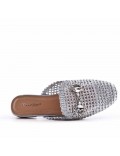 Flat sandals in a material mix for women