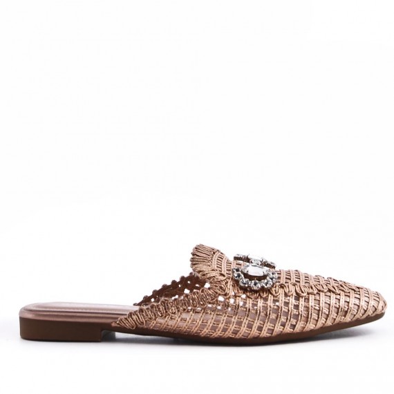 Flat sandals in a material mix for women