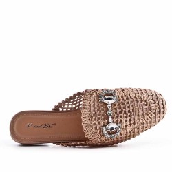 Flat sandals in a material mix for women