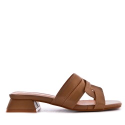 Faux leather heeled sandal