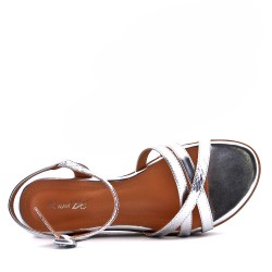 Women's faux leather wedge sandal