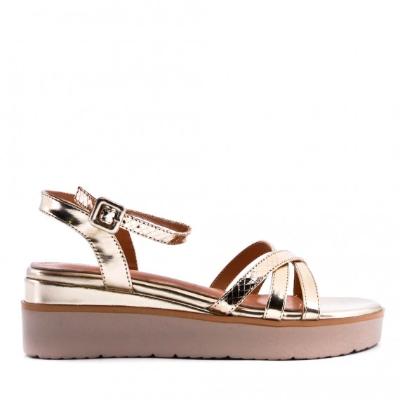 Women's faux leather wedge sandal