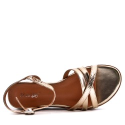 Women's faux leather wedge sandal