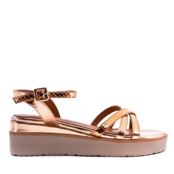 Women's faux leather wedge sandal