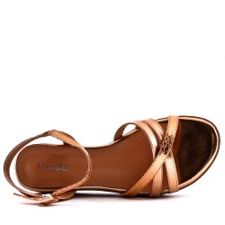 Women's faux leather wedge sandal