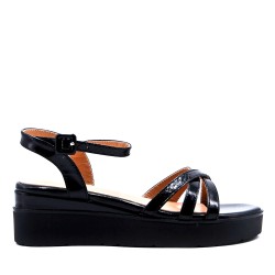 Women's faux leather wedge sandal