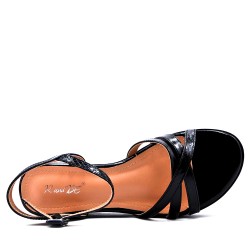 Women's faux leather wedge sandal