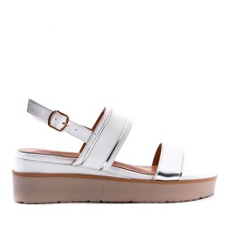 Women's faux leather wedge sandal