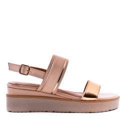 Women's faux leather wedge sandal