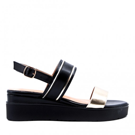 Women's faux leather wedge sandal