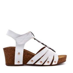 Women's faux leather wedge sandal