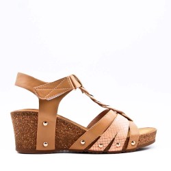 Women's faux leather wedge sandal