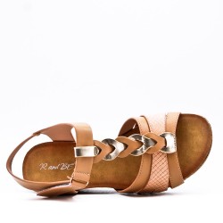 Women's faux leather wedge sandal