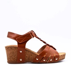 Women's faux leather wedge sandal