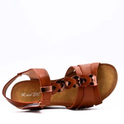 Women's faux leather wedge sandal